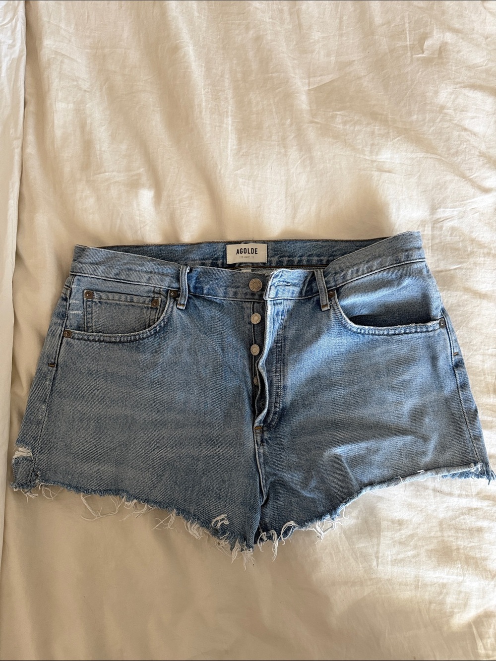 Agolde Raw Hem Denim Shorts